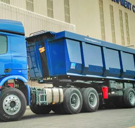 ATLAS 48cbm tipping semi trailer, HARDOX, 100 ton Hyva cylinder, Bridgestone tires, 3x16ton BPW axles, Wabco brakes,Jost landing gear,3.5″ Jost kingpin, 50 ltrs water tank, spare tire, standard tool box